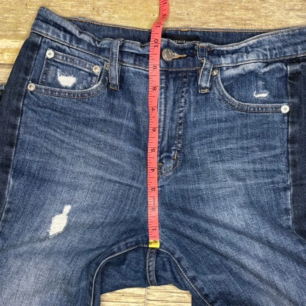 J. Crew Distressed Medium Wash Vintage Straight Mid Rise Stretch Jeans Sz 26